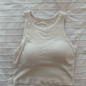 Uniqlo White Ribbed Cropped Bra Top
